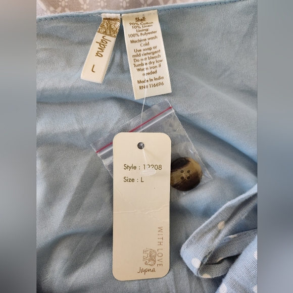 New Large Japna Baby Blue Polka Dot Mini Dress - Picture 6 of 9